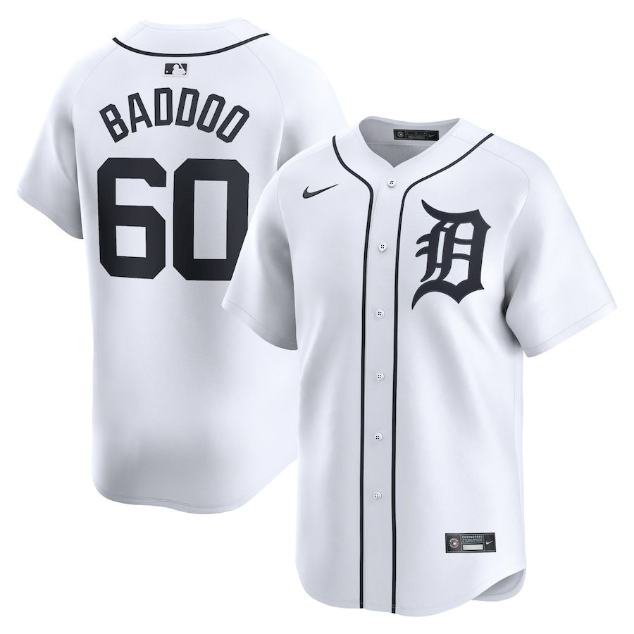 Men Detroit Tigers #60 Akil Baddoo Nike White Home Limited Player MLB Jersey->detroit tigers->MLB Jersey
